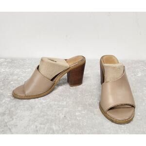 Mi.Mi Womens Beige Block Heel Mule Sandals-Size 6